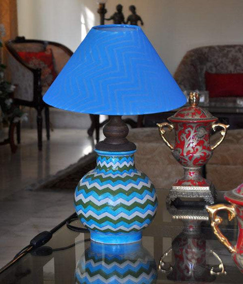 Turquoise and Green Table Lamp (Without Lampshade)
